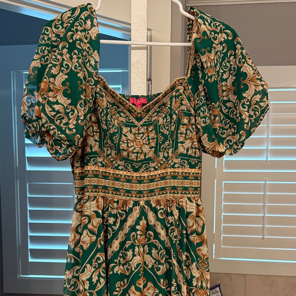 Flying Tomato Green and Gold Maxi Dress